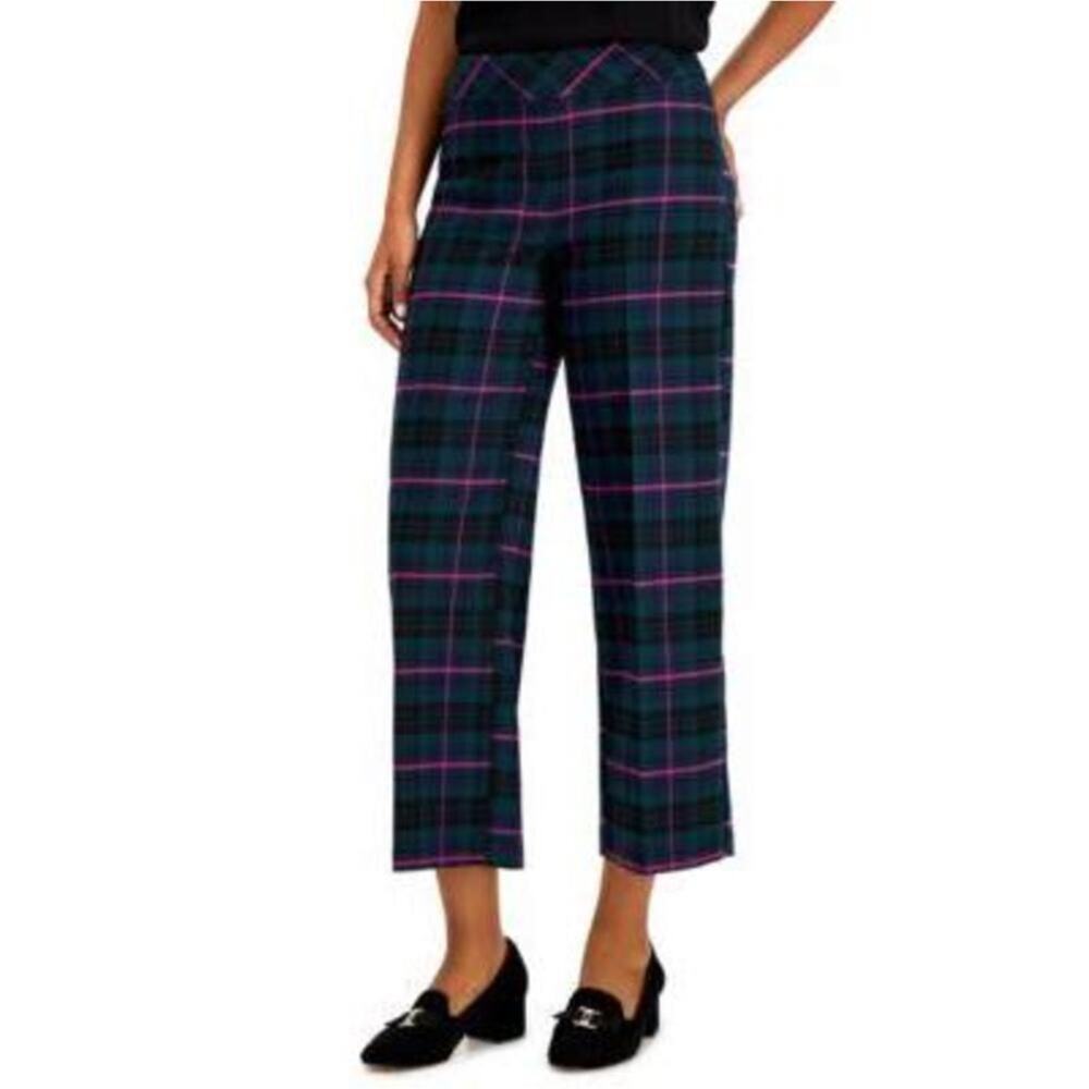 Charter Club Petite Plaid Stretch Wide-Leg Crop Pants 16P